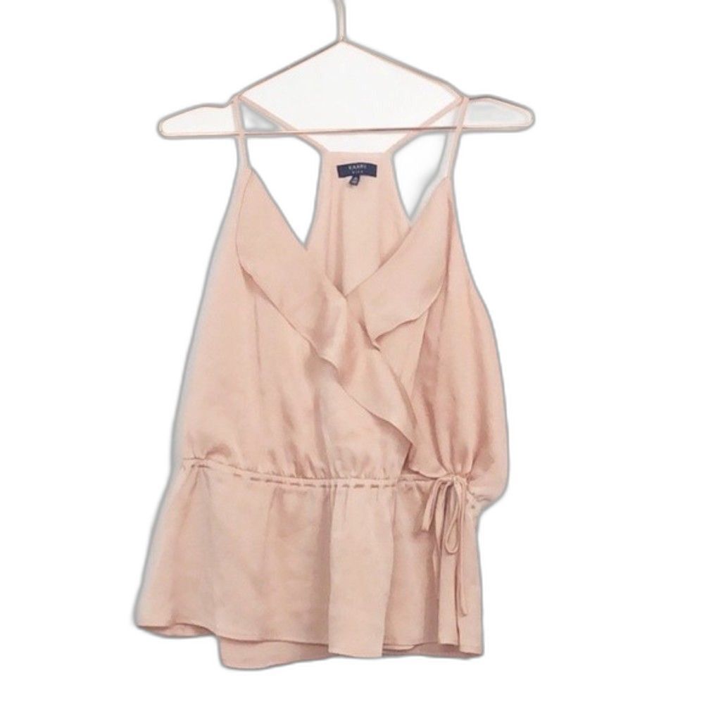 Kaari Blue Elastic Tie Waist Wrap Top  Pink Like New XL 22C